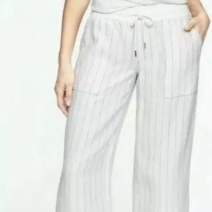 ATHLETA 291717 WHT BALI LINEN CROP PANTS NWT 6TALL
